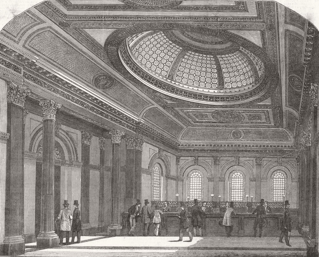 SCOTLAND. The Telling-Room-National Bank, Glasgow 1849 old antique print